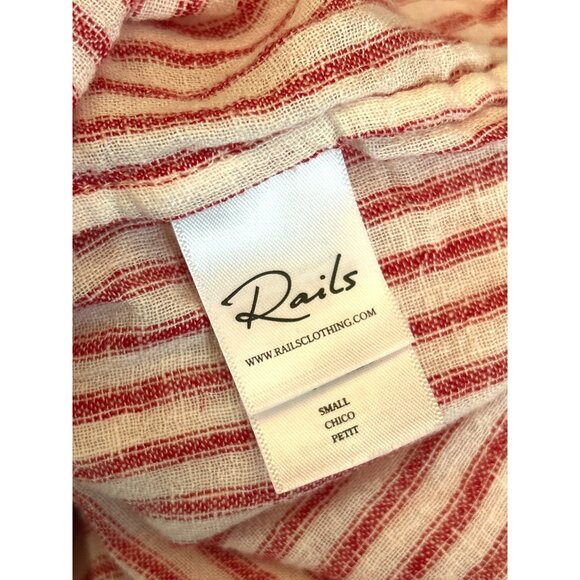 Rails Women's Red White Jasmine Linen Blend Summer Mini Dress Small Tiered - Picture 4 of 6